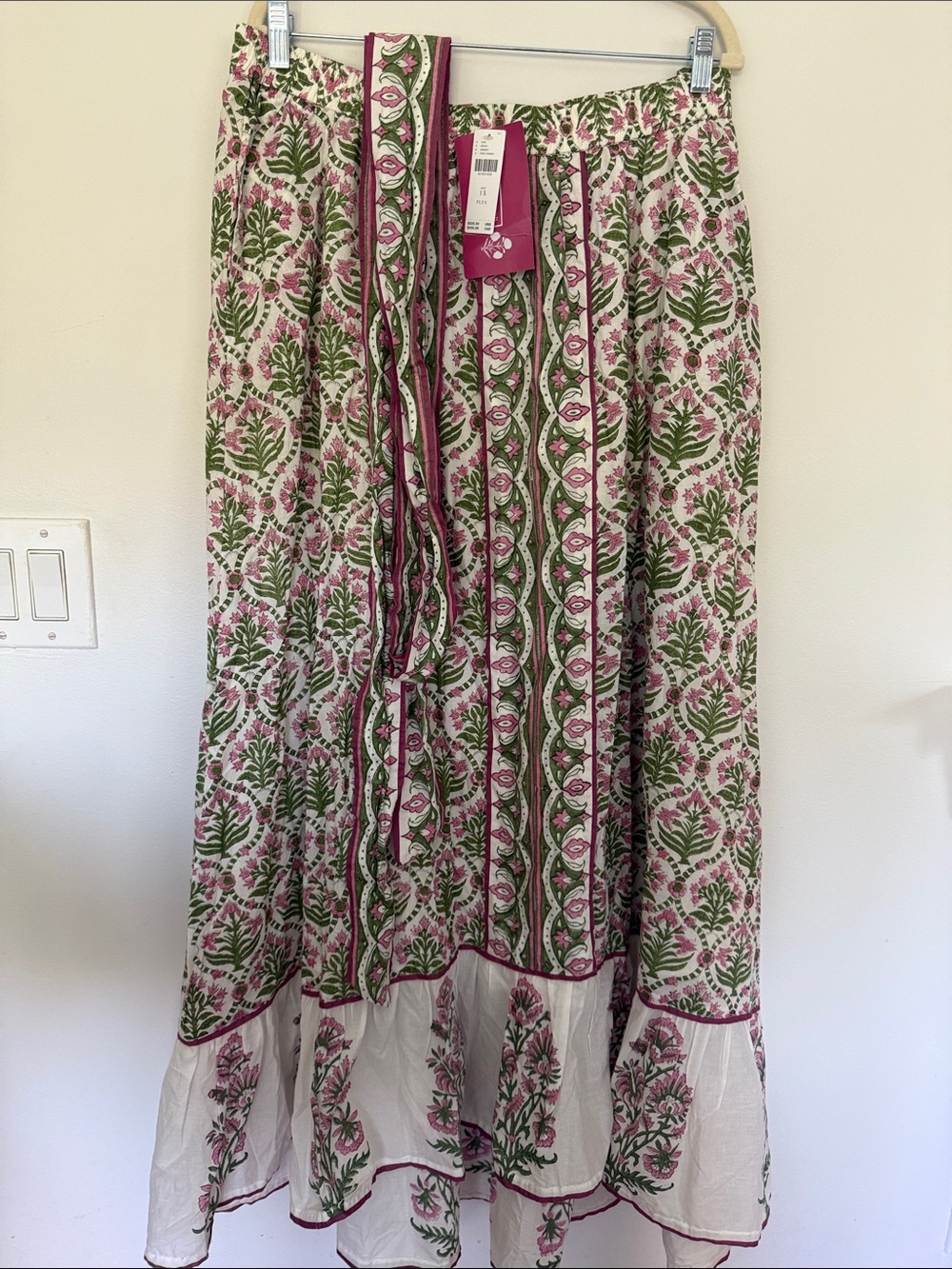 1X PLUS Bohemian Floral Maxi Skirt in Pink & Green COTTON